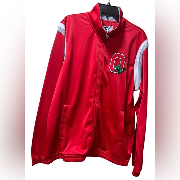 STARTER BOMBER FULL ZIP JACKET OHIO STATE BUCKEYES SCRIPT LOGO RED MEN SZ LARGE - Picture 3 of 13